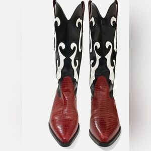 NINE WEST Vintage Red and Black Western Cowboy Boots